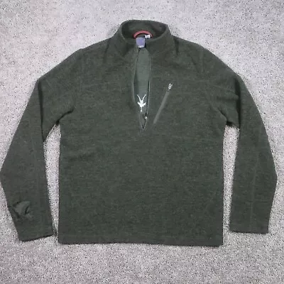 Ibex Sweater Mens Medium Merino Wool Green 1/4 Zip Pullover USA Distressed* • $17.95
