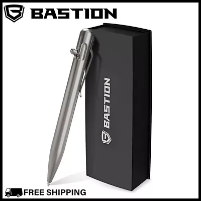BASTION BOLT ACTION PEN TITANIUM Executive Luxury Metal Ballpoint EDC Fine Pens • $75.99
