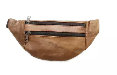 Men's Brown Leather Bumbag Waist Pack Travel Festival Work Belt Pouch Hip Bag  • £14.99