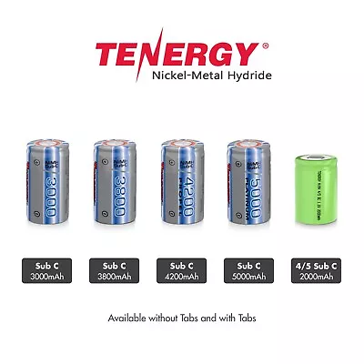 $118.80 • Buy Tenergy Sub C And 4/5 Sub C High Capacity 1.2V NiMH Rechargeable Batteries Lot