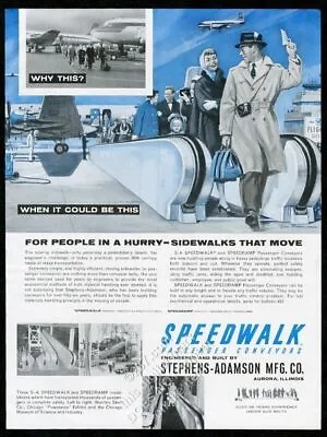 1958 Speedwalk Airport Passenger Conveyor Moving Sidewalk Vintage Print Ad • $29.97