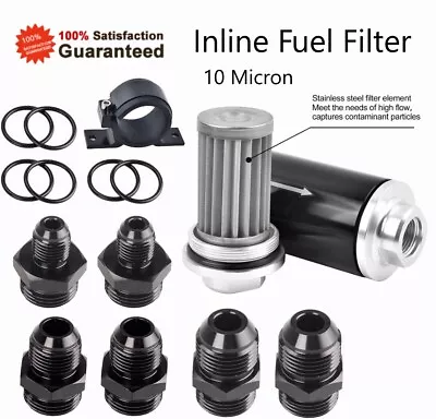 Air Filter 10 Micron Cleanable Inline Fuel Filter Mount Aluminum Inline Bracket • $34.20