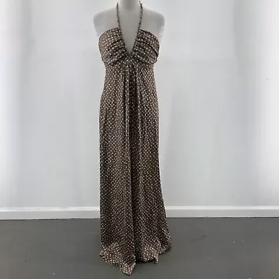 TBags Los Angeles Brown Sleeveless Halter A-Line Maxi Dress Womens Size S • $30