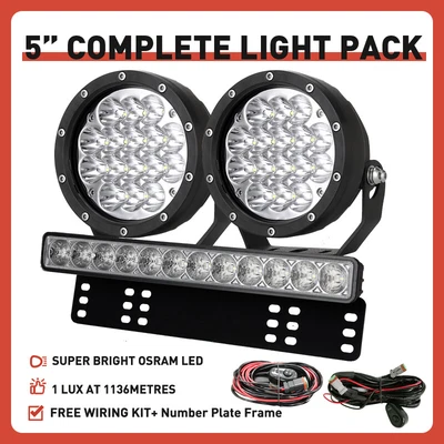 $112.92 • Buy OSRAM 5  LED Driving Spot Lights Set+ 15  Slim LED Light Bar+ Number Plate Frame