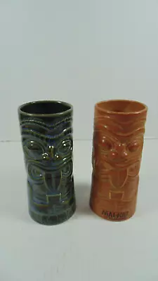 Lot Of 2 - Vintage Mai Kai Fort Lauderdale Chiki Tiki Brown/Blue Cup Tumbler EVC • $20.69