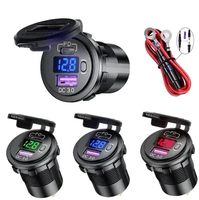 12V Car Cigarette Lighter Socket Dual QC3.0 USB Ports Fast Charger PD+ USB • £13.99