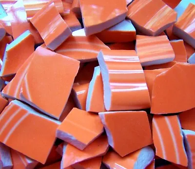 50 Tangerine Orange Fiestaware Fiesta Hand Cut Mosaic Tiles • $7.50