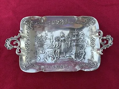 Antique SIMON ROSENAU Hanau German 800 Silver Footed Tray Bowl Courting Scene • $149.99