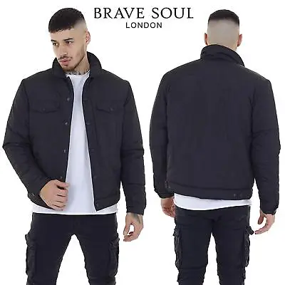 Brave Soul Mens Black Jacket Lightweight Casual Long Sleeve Jacket For Men • £19.99