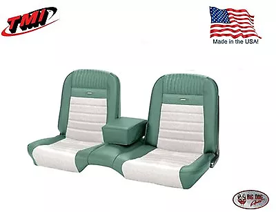 Deluxe PONY Seat Upholstery Mustang Convert Front/Rear Bench - Turquoise & White • $1020.80