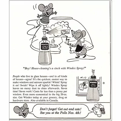 1952 Windex: House-Cleanings A Cinch Vintage Print Ad • $7.25