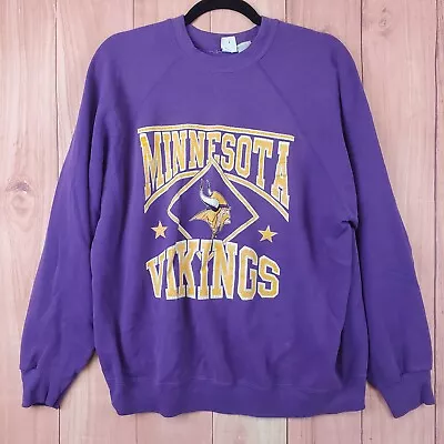 Vintage Minnesota Vikings Sweatshirt Mens Sz M / L Purple Crewneck • $29.71