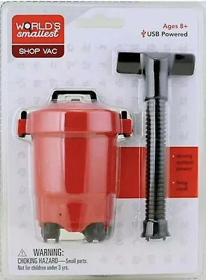 Worlds Smallest SHOP VAC Vacuum USB Powered Miniature Desk Toy Red / Black • $15