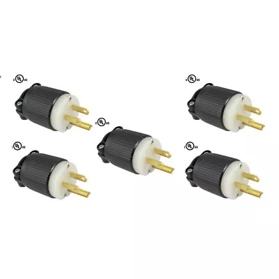 NEMA 5-15P 15A 125V Replacement Plug Heavy Duty Nylon Pack Of 5 • $20.72