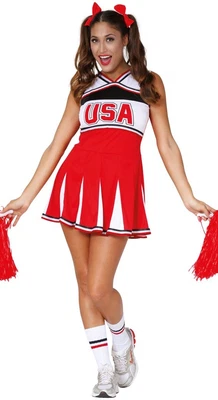 £19.99 • Buy Ladies Cheerleader Costume Adult Cheerleader Usa Fancy Dress High School 