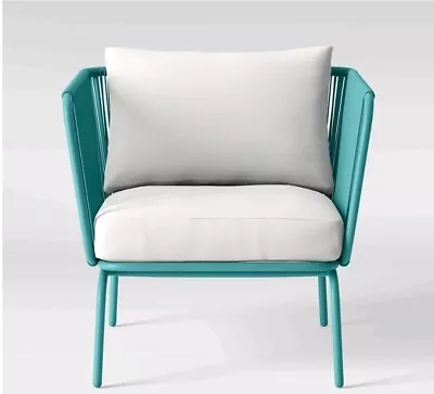 Project 62 Fisher Teal Steel Mid Century Modern Patio Chair New • $250