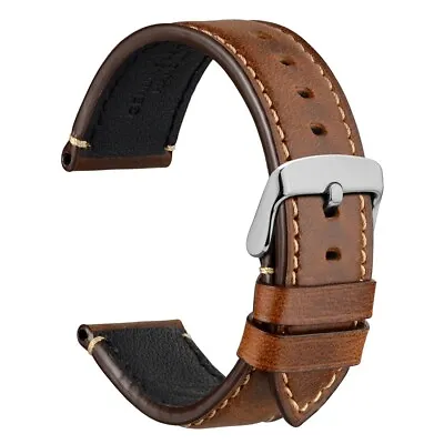 WOCCI Premium Saddle Style Watch Band18mm 20mm 22mm 24mm Vintage Leather Strap • $21.99