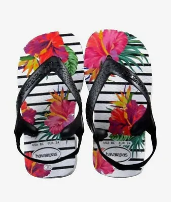 Havaianas Baby Chic Floral Stripe Print Thongs  Brazil 19 - UK 3 Infant • £5.95