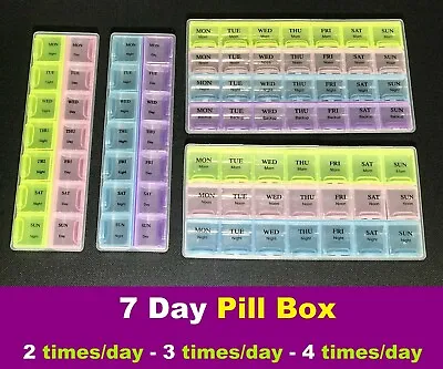 Pill Box 7 Day Medicine Tablet Dispenser Organiser Weekly Storage Case Container • $12.45