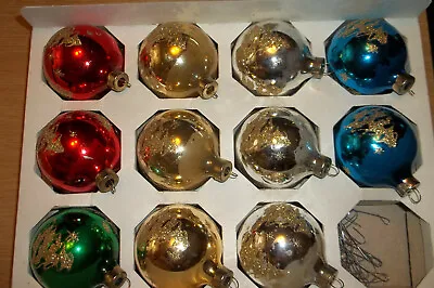 $12.99 • Buy Glitter Christmas Balls Ornaments Rauch Pyramid 11 Vintage 