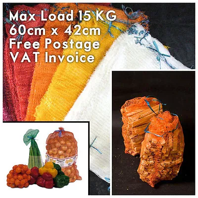 100 Net Sacks Vegetables Logs Kindling Wood Log Mesh Bags Carrot Onions Potato • £14.99