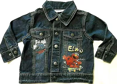 ELMO Sesame Street Skateboarding Jean Jacket Childs Size 2T Blue Denim Jacket • $26.88