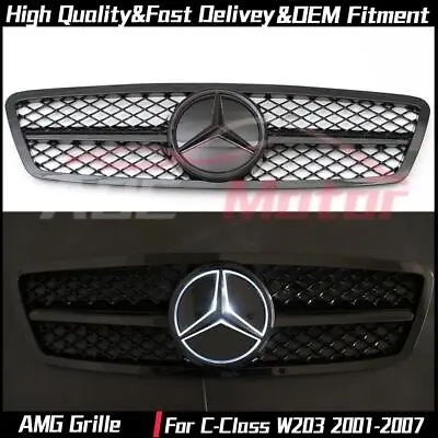 Black LED AMG Style Grille Grille W/Star For Benz C-Class W203 2001-07 C320 C200 • $139