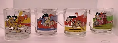 1978 Vintage McDonald's Garfield Mugs Full Set Of 4 Clear Glass Anchor Hocking • $25.95