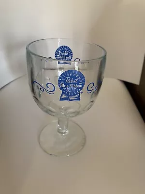 Vintage Pabst Blue Ribbon Pedestal Thumb Print Beer Mug Glass • $7.99