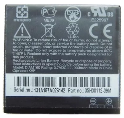 Oryginal Battery HTC DIAM160 For MDA Compact IV P3702 Victor Xda Diamond* 900mAh • £6.99