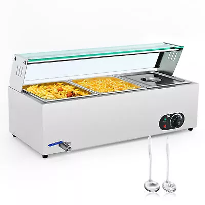 Commercial Food Warmer Bain Marie Steam Table Countertop 3x1/3-Pan 30Qt 1200W • $148.89