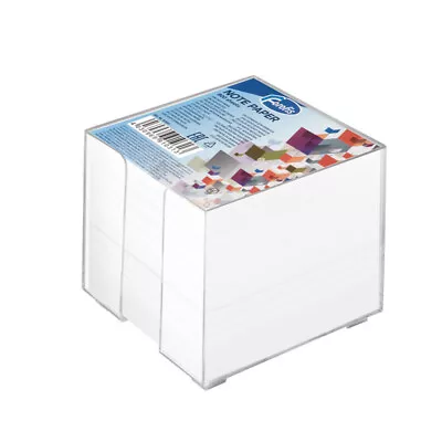 Memo Pad With Stand 90x90mm 800 Sheets White Cube Transparent Home Office • £7.69