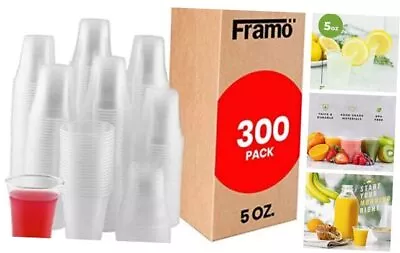 Framo 5 Oz Clear Plastic Cups For Any Occasion Disposable 5oz-300pack • $32.43