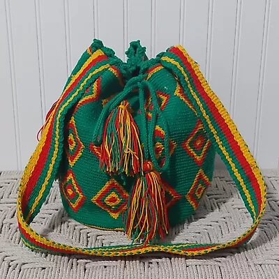 WAYUU BAG MULTI COLOR Green Yellow Red Clean NEVER USED Authentic 11 ×11  • $36