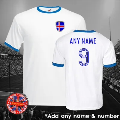 £14.99 • Buy Iceland Personalised Football Ringer T-shirt World Cup Euros Gift Soccer
