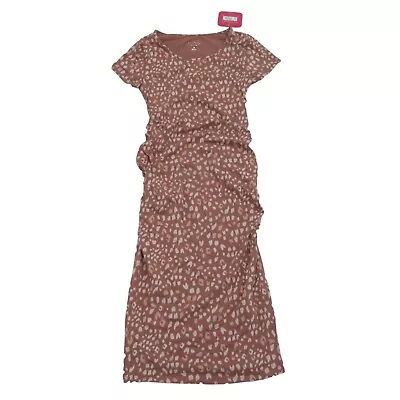 Isabel Maternity Size XS Short Sleeve Fitted Midi Dress Animal Print Brown • $4.89