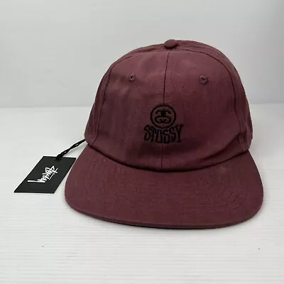 Stussy Cap Hat Maroon Embroidered Logo New With Tags FREE SHIPPING • $34.99