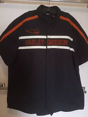Harley Davidson Mens XXL Garage Mechanic Short Sleeve Button Shirt  Logo • $42