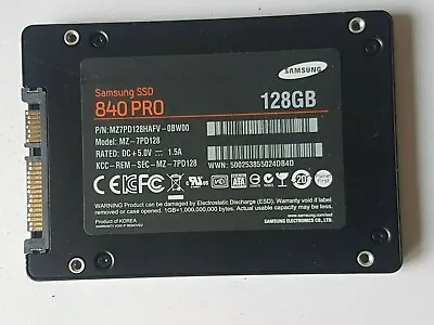 128 GB SATA Samsung SSD 840 Pro MZ-7PD128 2.5   Hard Drive • $129.35
