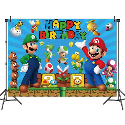 Game Children's Birthday Background Fabric Party Decoration Banner 5x3ft New • £15.47