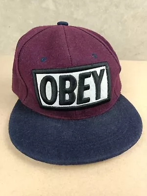 OBEY Snapback Cap Obey Logo Maroon Blue Embroided Hat • $15