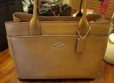 Coach Crossgrain Leather Brown Gold Casey Tote Carryall Bag Purse F31474 • $100