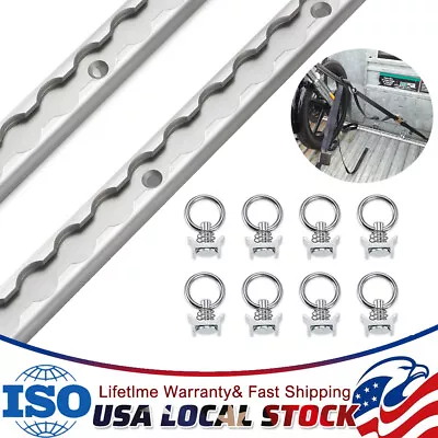 2x 4FT Aluminum L Track Rail & 8x Single Stud Fittings L Track Tie Down System • $83.99