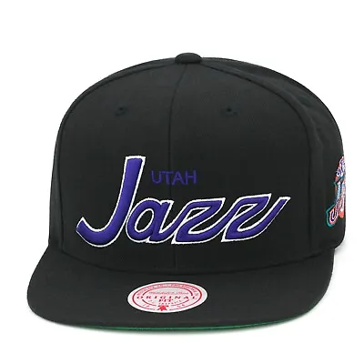 Mitchell & Ness Utah Jazz Snapback Hat Cap Black/Purple/Script • $33.90