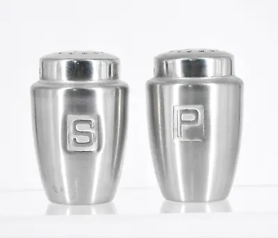 $10 • Buy Vintage MCM Spun Aluminum Barrel Shaped Salt And Pepper Shakers Japan 2.5 