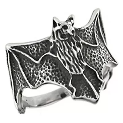 Gothic Bat Ring Mens Womens Silver Stainless Steel Vampire Dracula Cosplay Band • $17.99