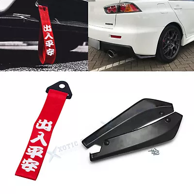 For Mitsubishi Lancer EVO JDM Rocker Splitters Canard Diffuser Winglet+Tow Strap • $28.94