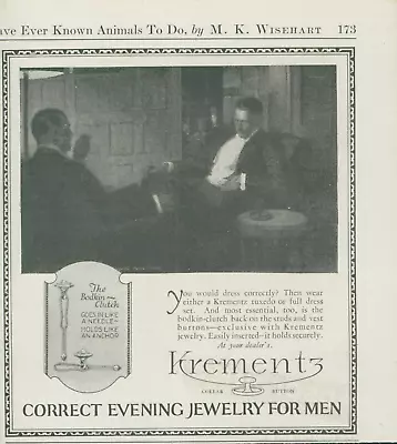 1924 Krementz Correct Evening Jewelry For Men Bodkin Clutch Vintage Print Ad A1 • $15.99