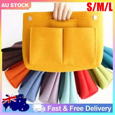 Travel Organiser Handbag Felt Bag Tote Insert Liner Purse Pouch Women 3 Sizes AU • $6.99