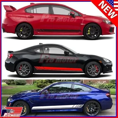 2pcs Set Plaid Racing Sport Side Fender Skirt Stripe Vinyl Decal Sticker Sedan P • $9.80